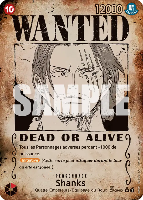 Shanks SP card WANTED poster version OP09-004 from the One Piece set Emperors in the New World