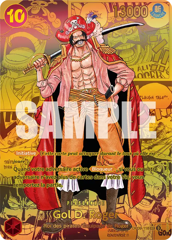 Gol D. Roger gold Super Alt-Art OP09-118, the most expensive card in the One Piece set Emperors in the New World