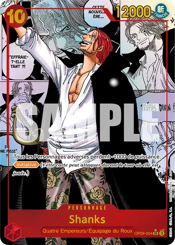 Shanks Super Alt-Art OP09-004 from the One Piece set Emperors in the New World, French edition