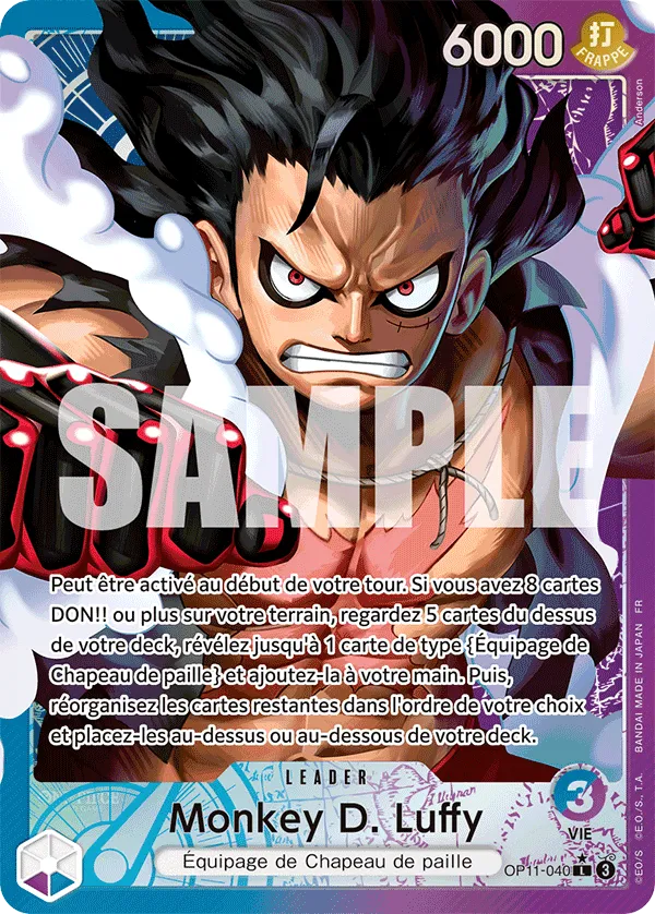 Carte Leader parallèle Monkey D. Luffy OP11-040 du set One Piece Des Poings Vifs Comme l'Éclair en français