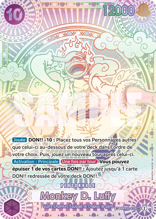 Monkey D. Luffy OP05-119 carte spéciale 3e anniversaire argentée du set One Piece Des Poings Vifs Comme l'Éclair