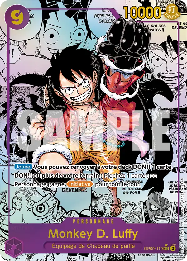 Monkey D. Luffy Super Alt-Art OP09-119 from the One Piece set Emperors in the New World, French edition